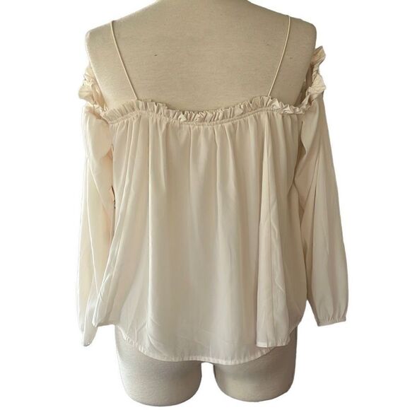NWT Leith Nordstrom Off The Shoulder Long Sleeve Flowy Ivory Top Small - Picture 2 of 11